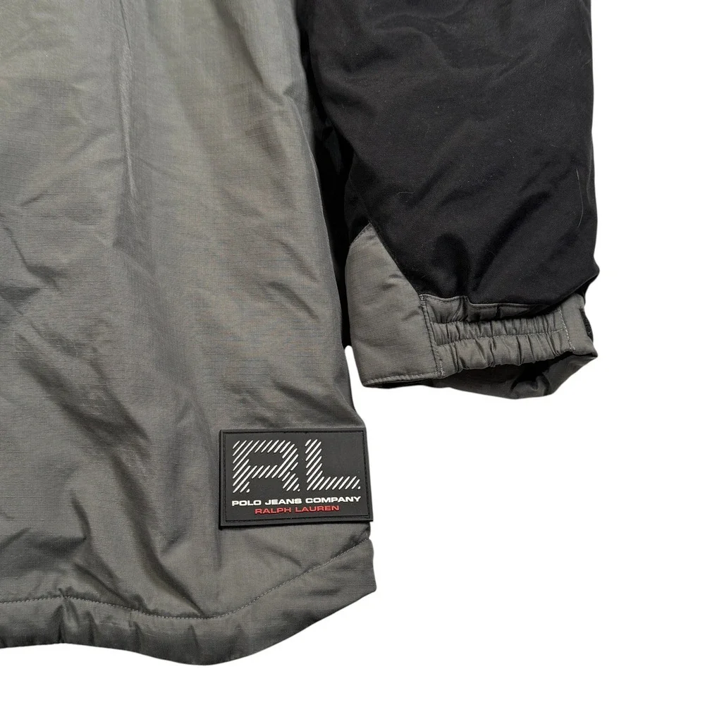 Polo Jeans Co Ralph Lauren Snowboard Jacket Mens XL Black Grey NWT Hood Puffer